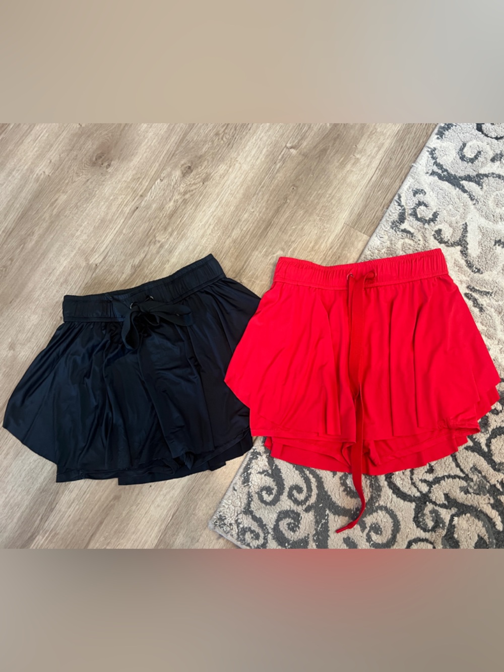 Black and Red Ruffled Soft Shorts - Dual Pack
